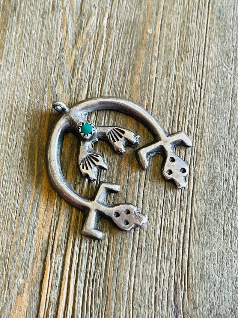 Vintage Navajo Turquoise /& Sterling Silver Naja Pendant