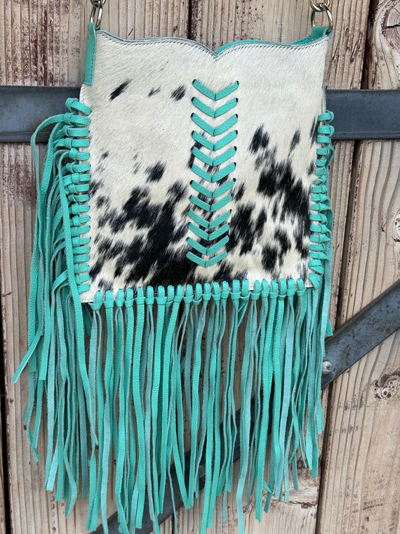 Genuine Leather & Cowhide Fringe Purse - image 3