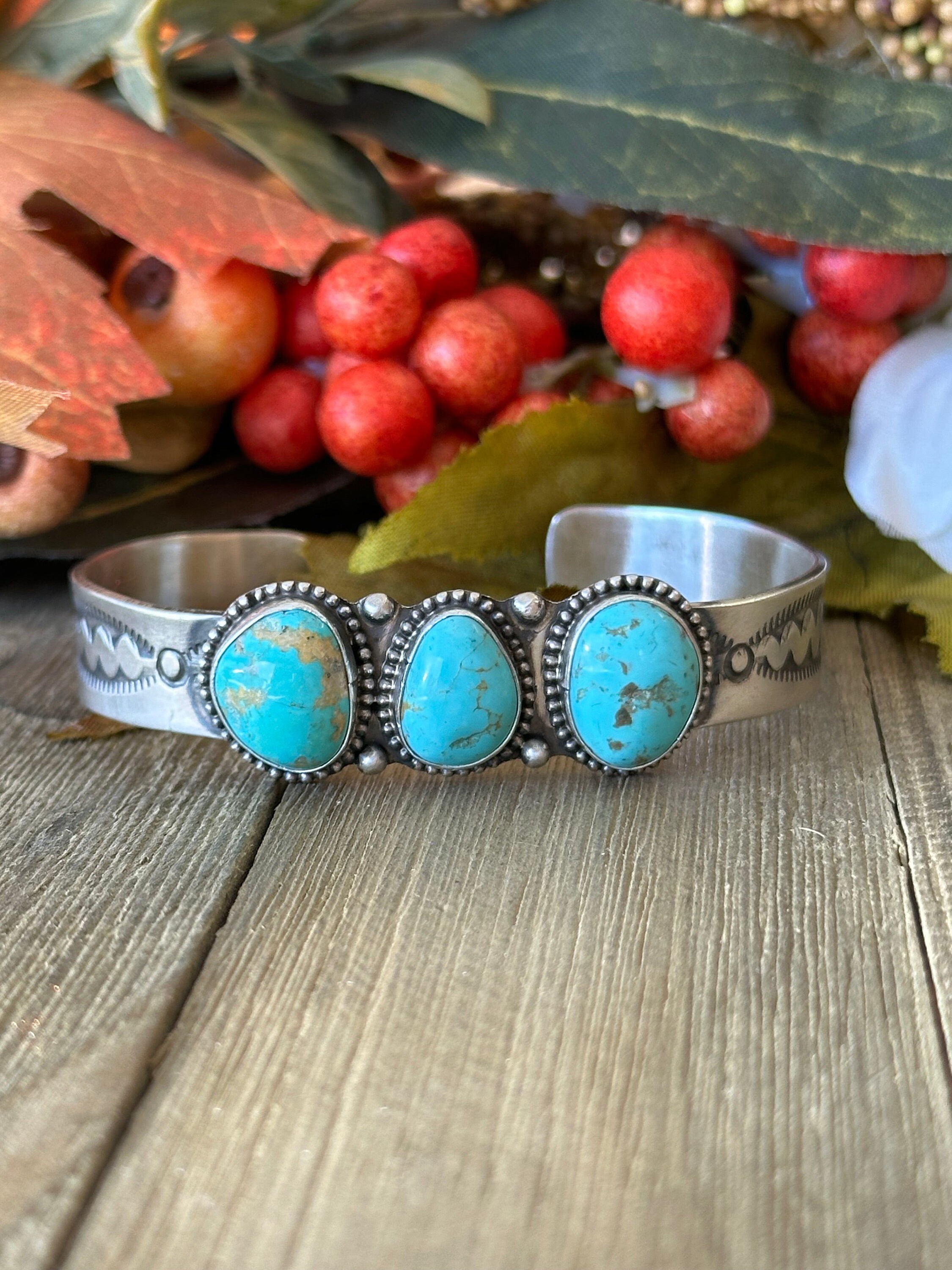 Robby Shakey Rare #8 Turquoise Vintage Native American Navajo Sterling Silver Bracelet Robby Shakey Rare #8 Turquoise Vintage Native American Navajo Sterling Silver Bracelet