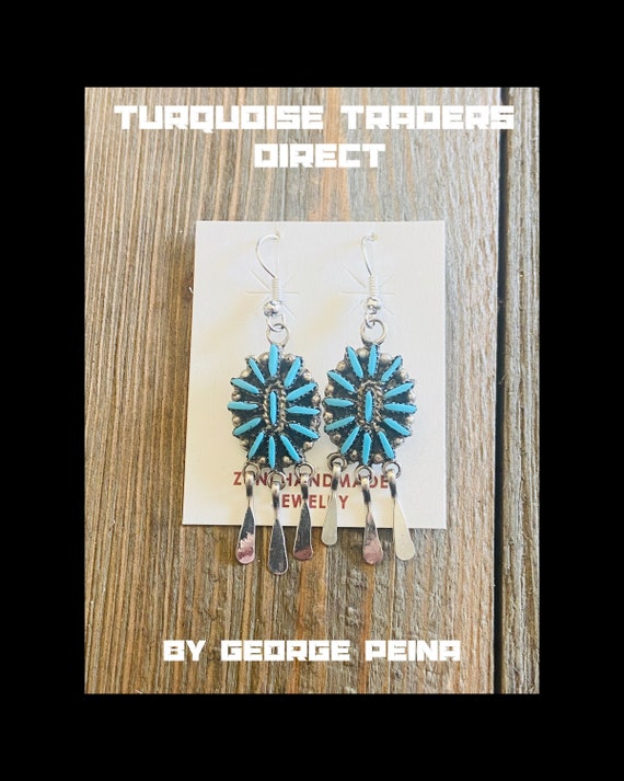 George Peina Turquoise & Sterling Silver Needlepoi