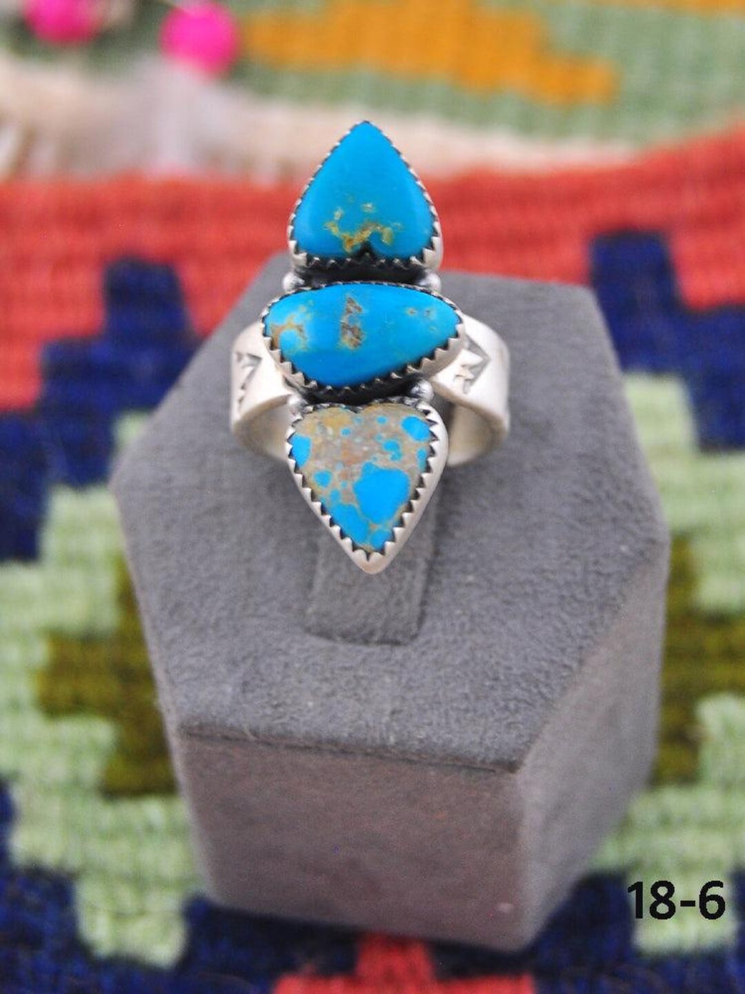 Southwest Made Kingman Turquoise & Sterling Silver Adjustable Ring - Etsy