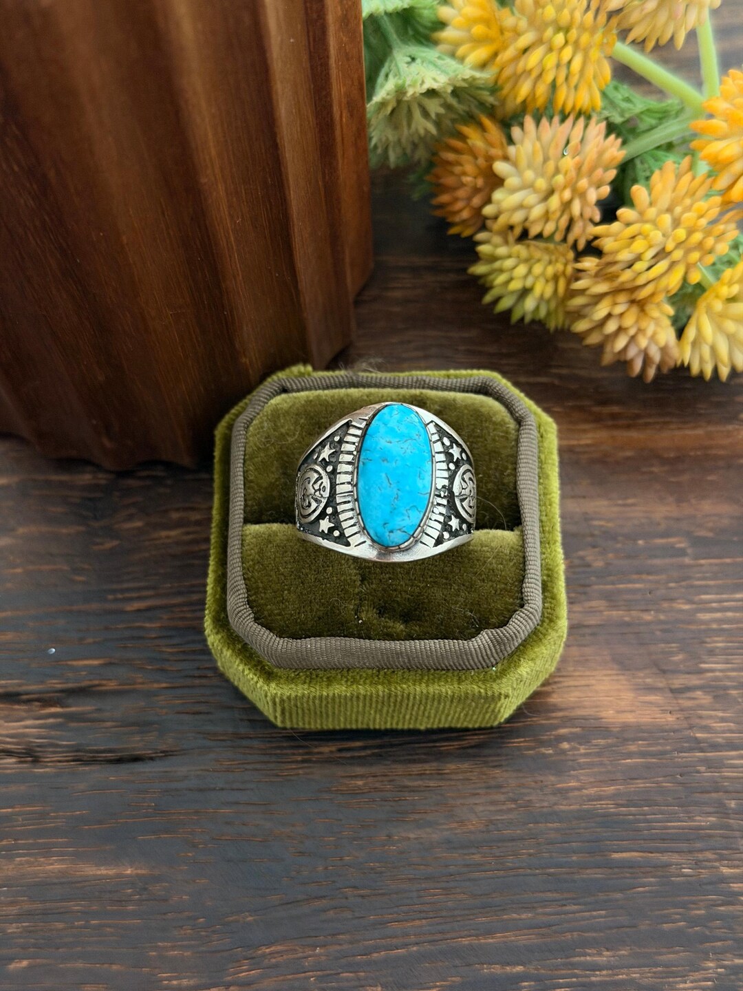 Navajo Made Kingman Turquoise & Sterling Silver Ring Size 11.5 - Etsy