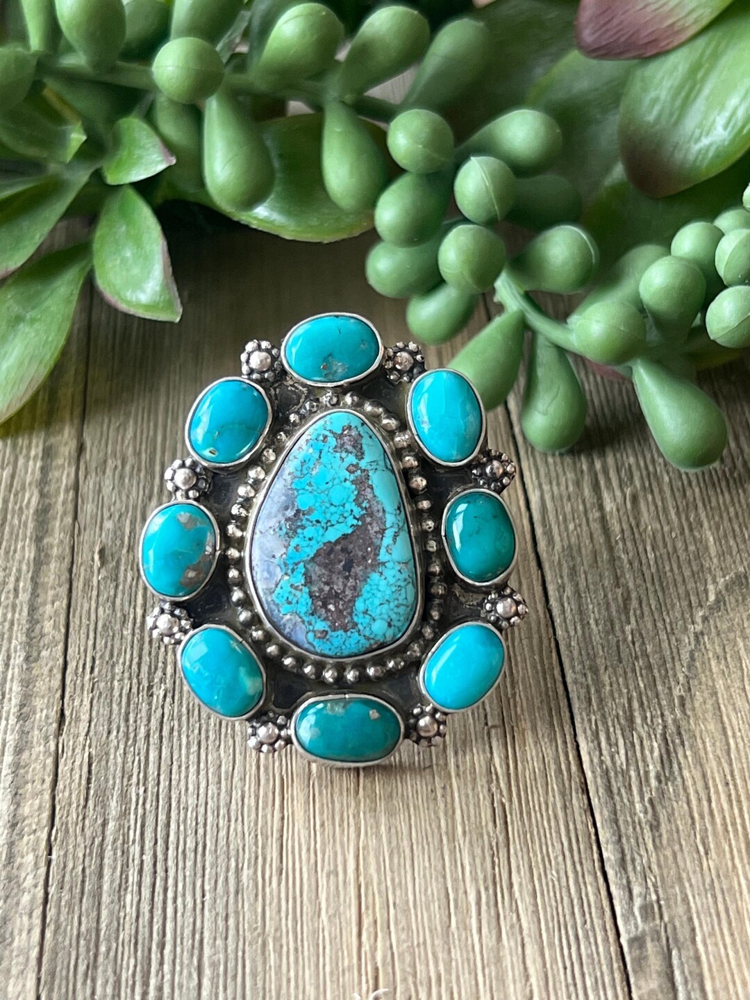 Chris Etsitty Kingman Turquoise & Sterling Silver Ring Size 5.5 - Etsy