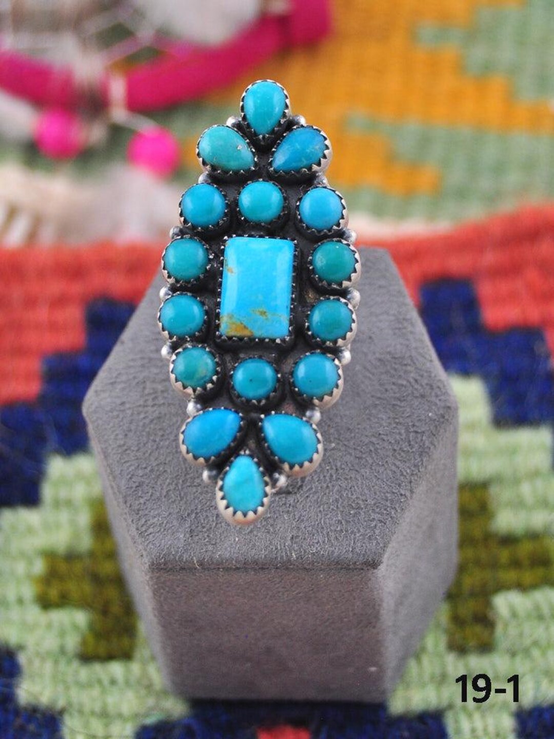 Southwest Made Kingman Turquoise & Sterling Silver Adjustable Ring - Etsy