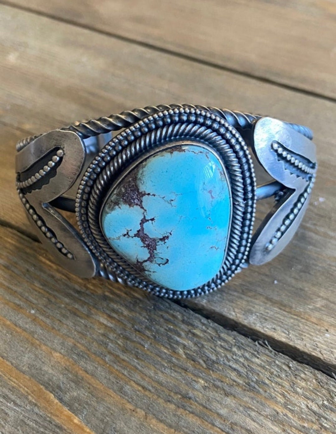 Bob Becenti Golden Hills Turquoise & Sterling Silver Cuff - Etsy