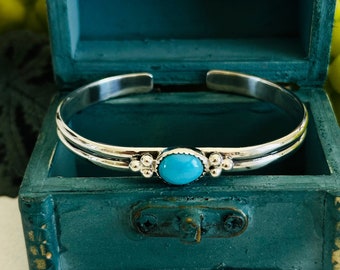 TTD "Heather" Kingman turquoise en sterling zilveren manchetarmband