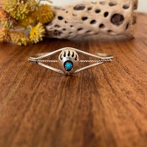 Navajo Made Sterling Silver Bear Claw Cuff Bracelet