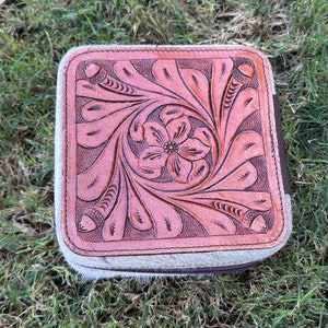 Genuine Tooled Leather Cowhide Jewelry Box