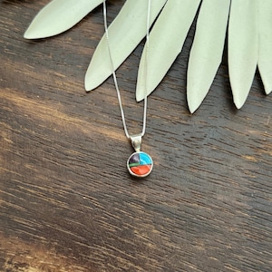 Navajo Made Multi Stone & Sterling Silver Inlay Necklace