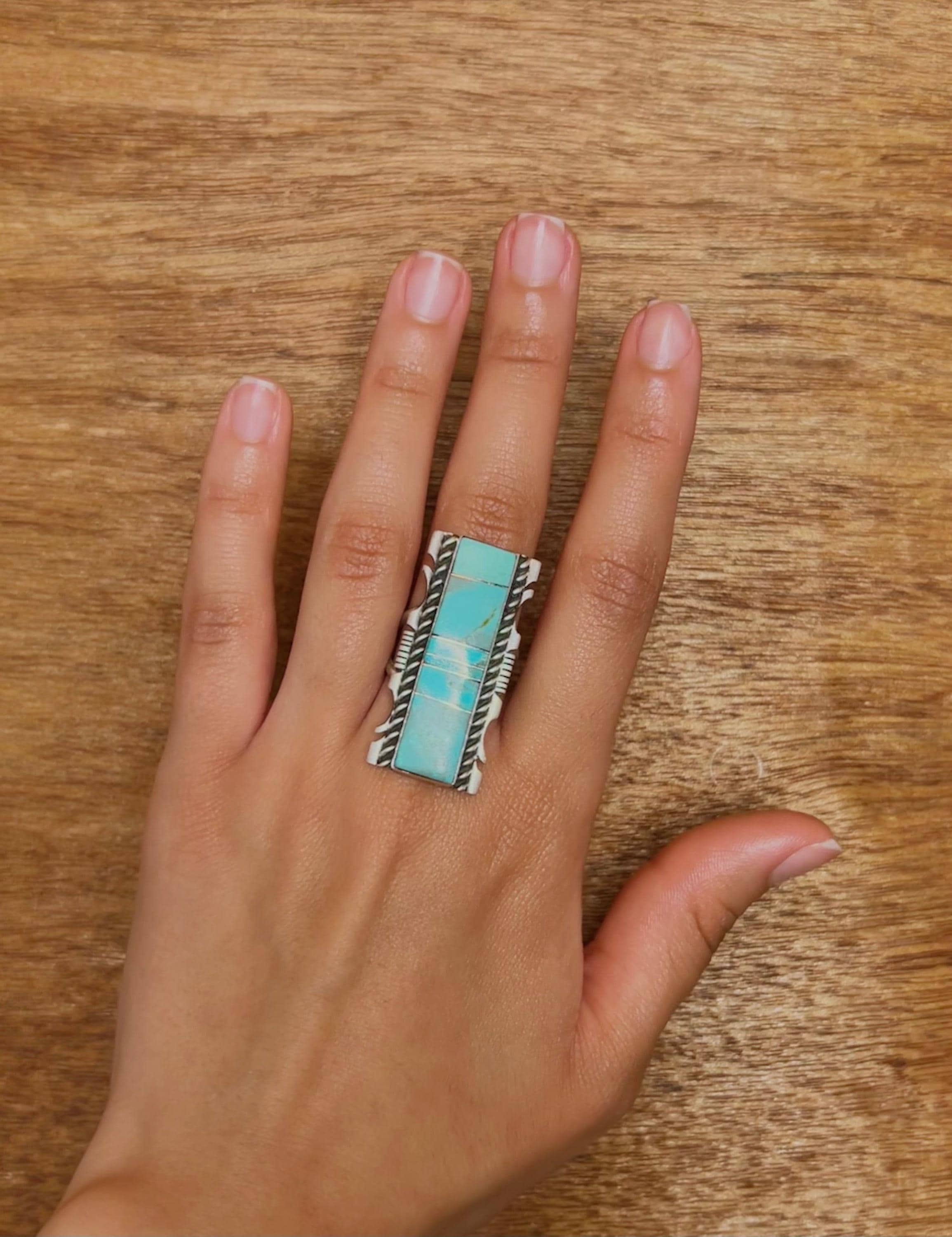 ターコイズ 　シルバーリング　海外デザイナー作　スターリング ターコイズ シルバーリング 海外デザイナー作 スターリング ブルー