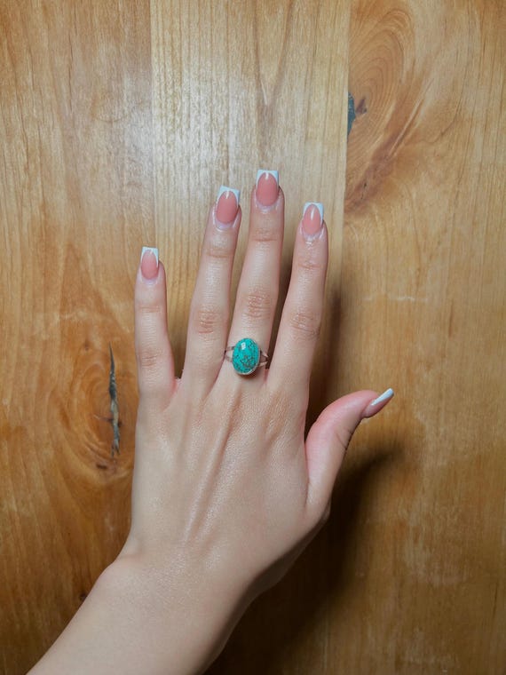 ナバホ族製キングマンターコイズ＆スターリングシルバーリング サイズ