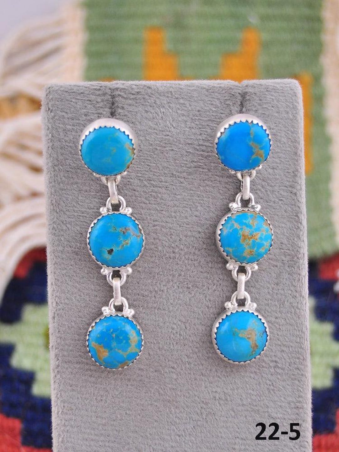 Southwest Made Kingman Turquoise & Sterling Silver Post Earrings - Etsy