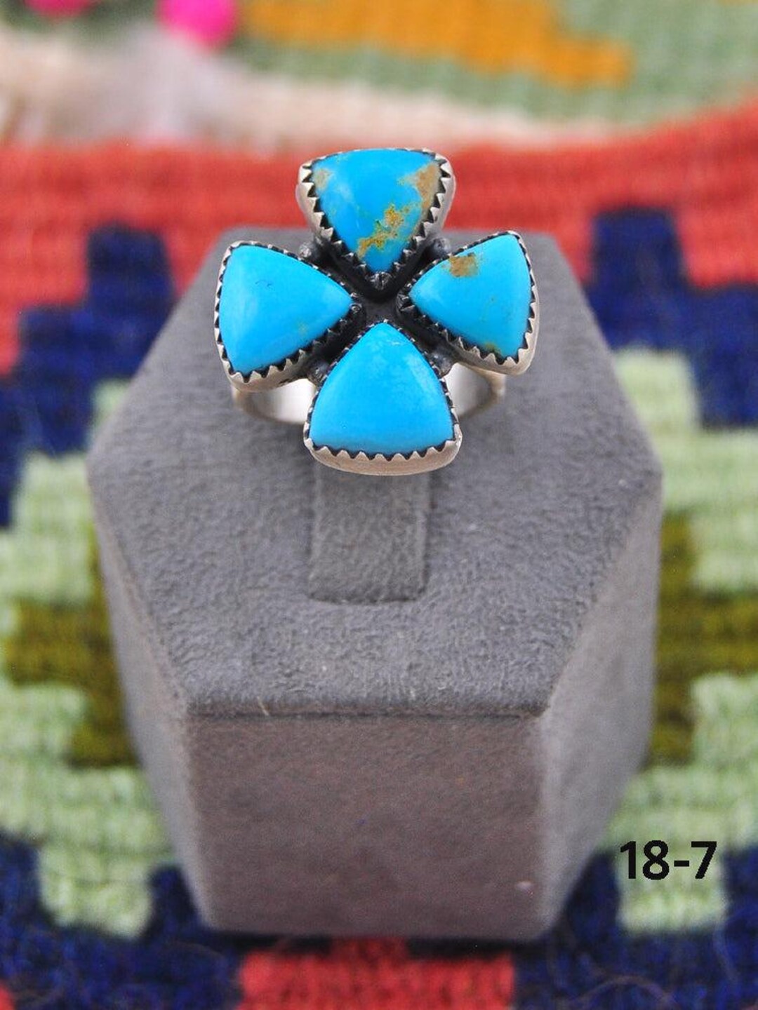Southwest Made Kingman Turquoise & Sterling Silver Adjustable Ring - Etsy
