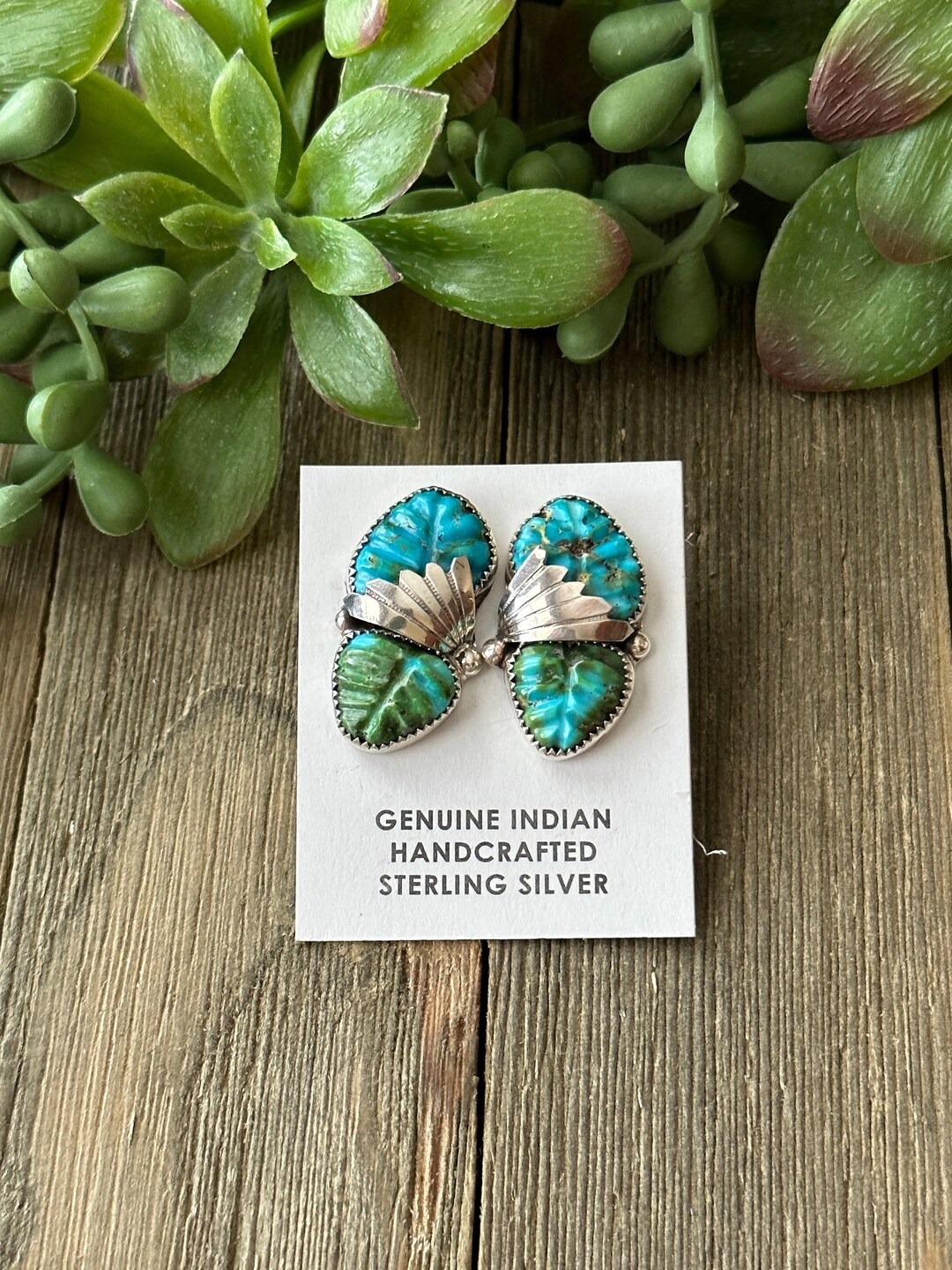 Navajo handmade hand-stamped sterling silver Sonoran Gem hoop earrings