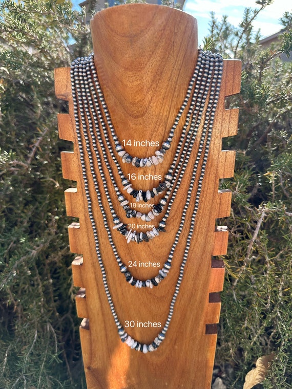 Navajo Strung White Buffalo & Sterling Silver 4 MM Pearl Necklaces