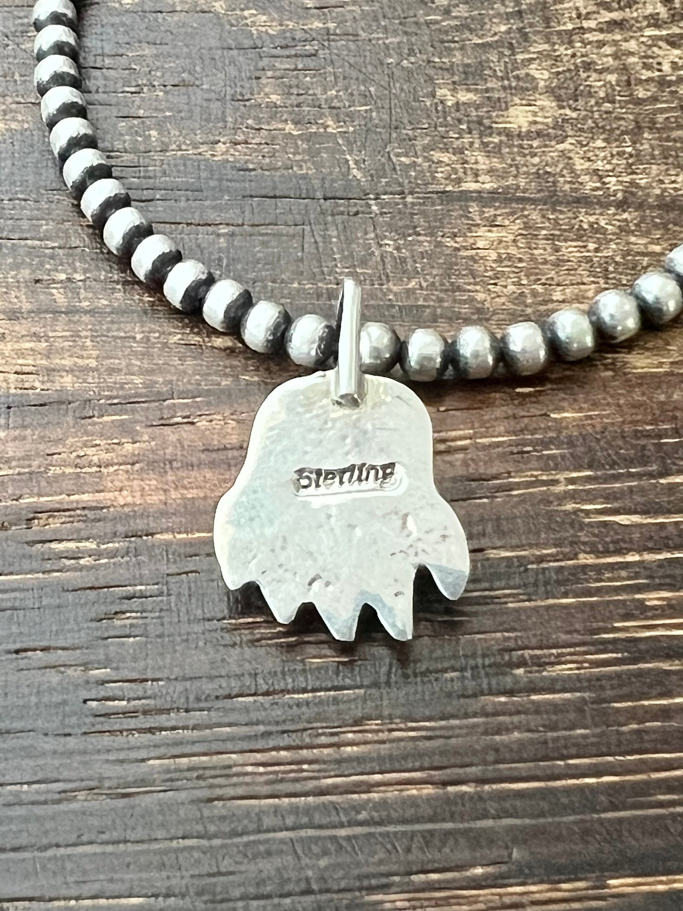 Navajo Made Kingman Turquoise & Sterling Silver Bear Claw