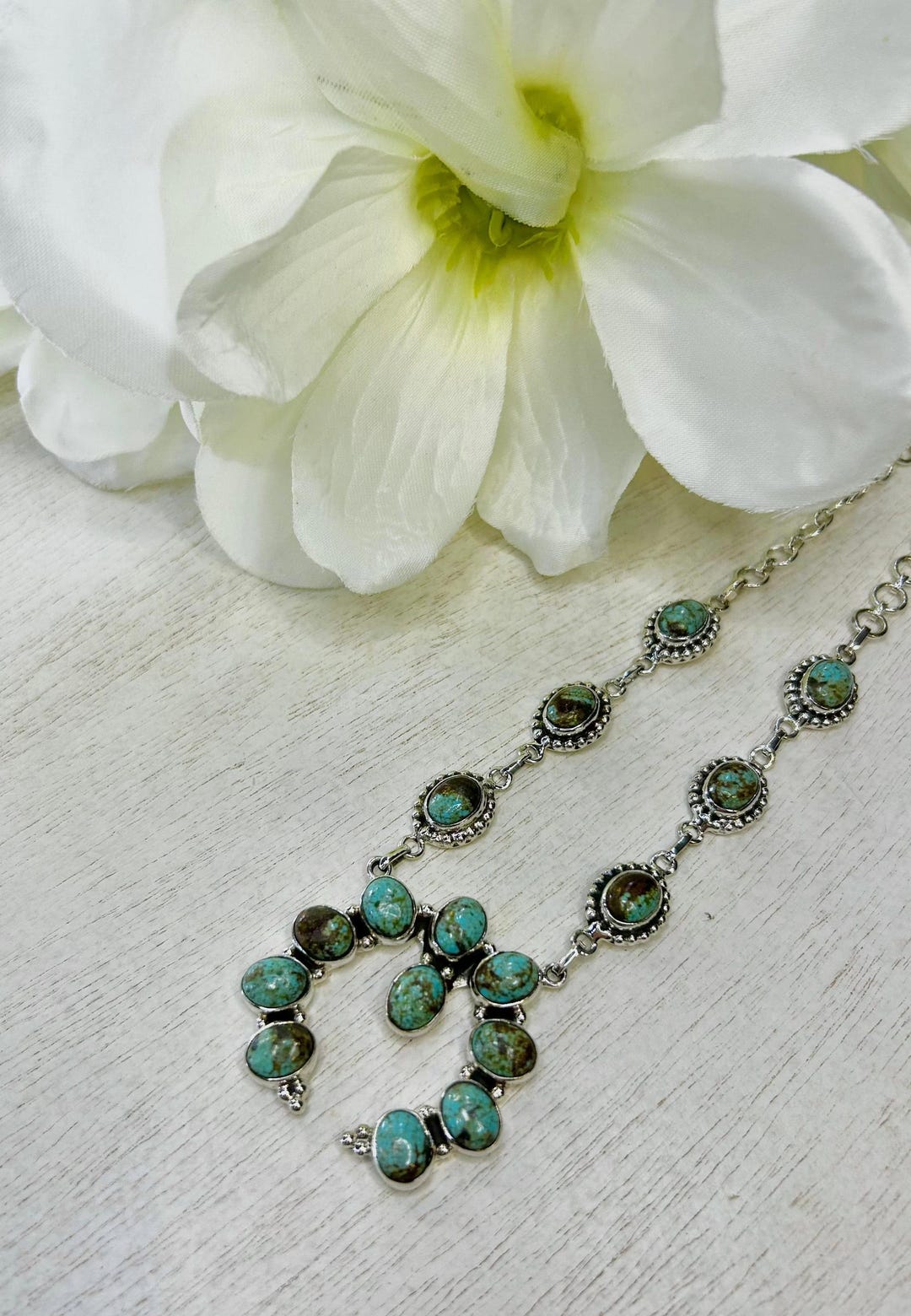 Southwest Made Number 8 Turquoise & Sterling Silver Cluster Necklace - Etsy
