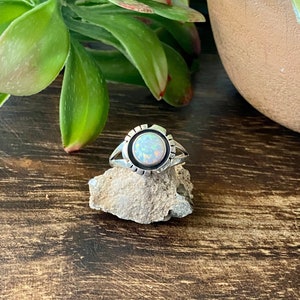 Navajo Made White Opal & Sterling Silver Rings