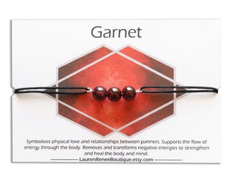 Garnet Bracelet - String Bracelet - Dainty Bracelet - Minimalist Bracelet - Gift for Friend - Adjustable Bracelet - Friendship Bracelet