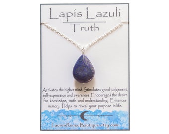 Lapis Lazuli Necklace- Gemstone Healing Necklace- Birthday Gift - Silver Necklace- Dainty Necklace - Gift For Her - Holiday Gift - Christmas