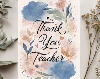 Thank You Teacher Print | Teacher Appreciation Printable Art| End of Year Teacher Gift| Teacher Poster|Thank You Teacher Instant Download