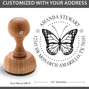 Custom Rubber Stamp, Address Stamp, Monarch Butterfly