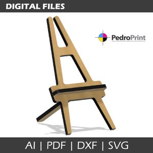 Mini caballetes de exhibición para microcoleccionables en miniatura. Archivos vectoriales SVG cortados con láser para madera y acrílico.