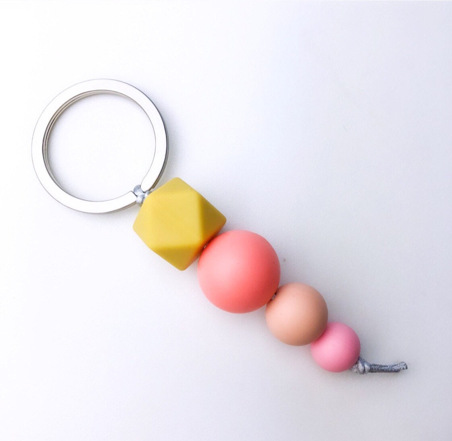 Keychain LITTLE KEY yellow/coral Keychain Silicone Beads Etsy