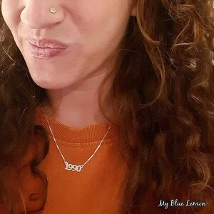 Sterling Silver Year Number Necklace: Custom Date Pendant