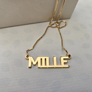 Custom 14K Gold MILLIE Style Name Necklace • All Caps • Solid Yellow or White Gold •