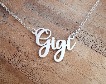 Personalized Name Necklace Gigi Style • All Solid Sterling Silver 925 • Calligraphy Style