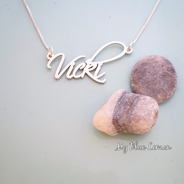 Vicki Name Necklace Order Any Name! Melissa Style Name Plate Necklace Personalized Name Necklace Anniversary Birthday Gift Woman's Jewelry