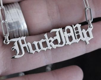 FuckItUp Old English Necklace: Sterling Silver Customizable