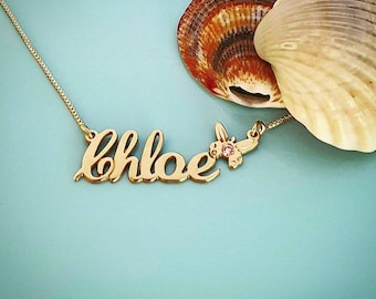 Personalized Name Necklace Chloe Style Butterfly Birthstone
