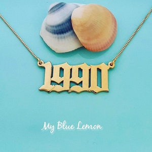 Benutzerdefinierte 14k Massivgold Zahlenkette: Vorwahl, Postleitzahl, Datum