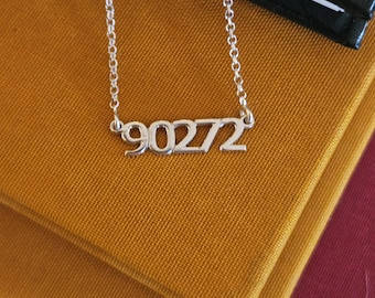 Zipcode Necklace • Sterling Silver  Necklace 90272 Tribute 7mm tall