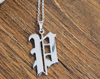 Big Initial Pendant Gothic Style Solid Sterling Silver 925 XXL 38mm tall 1-3 letters