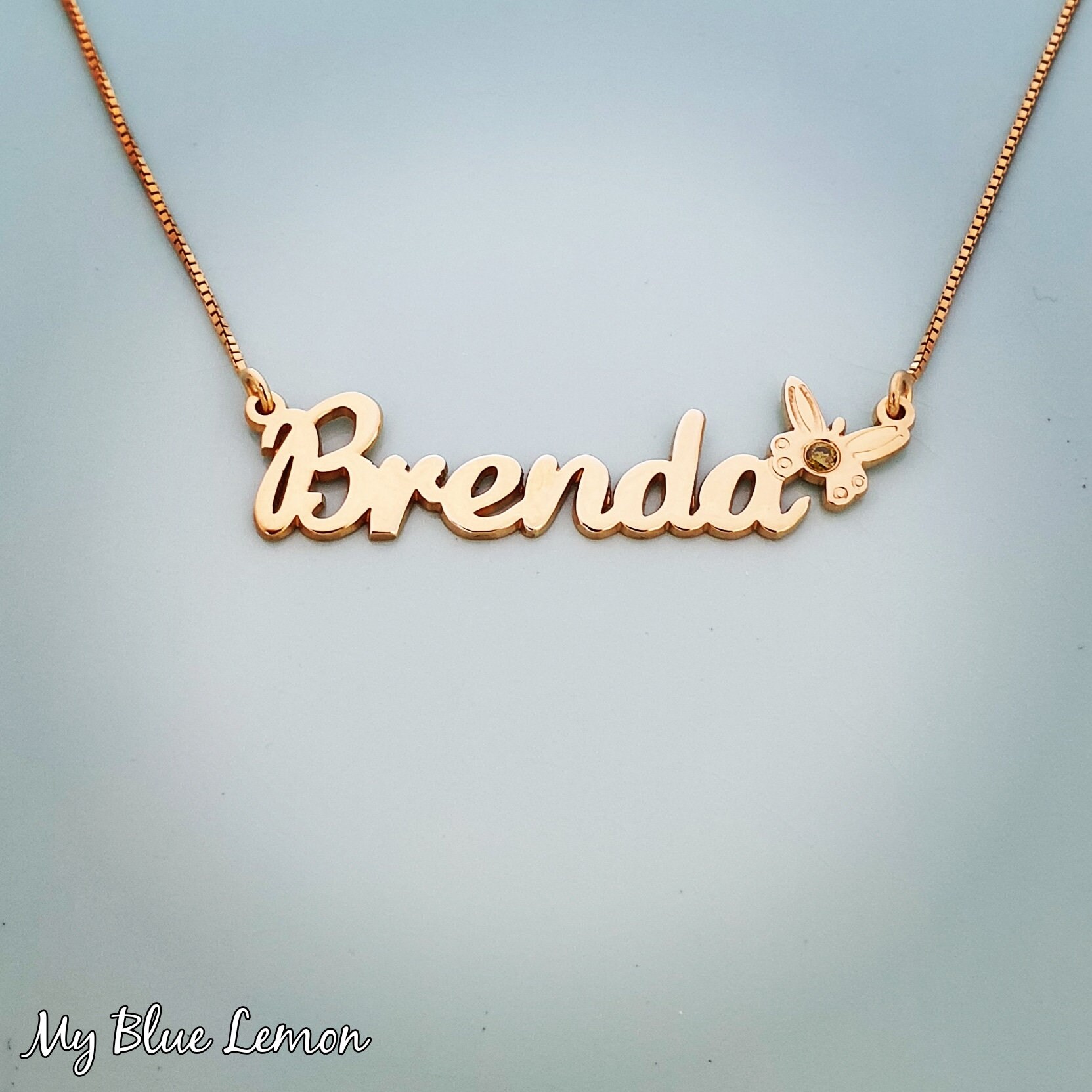 Brenda Name Necklace / Gold Butterfly 