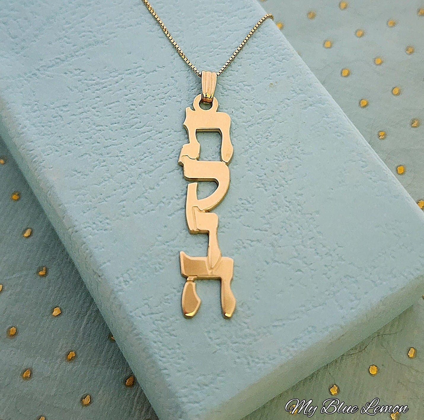 Collar con nombre hebreo chapado en oro, regalo para Bat Mitzvah