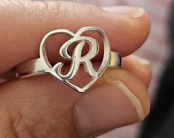 Ring with Letter in Heart