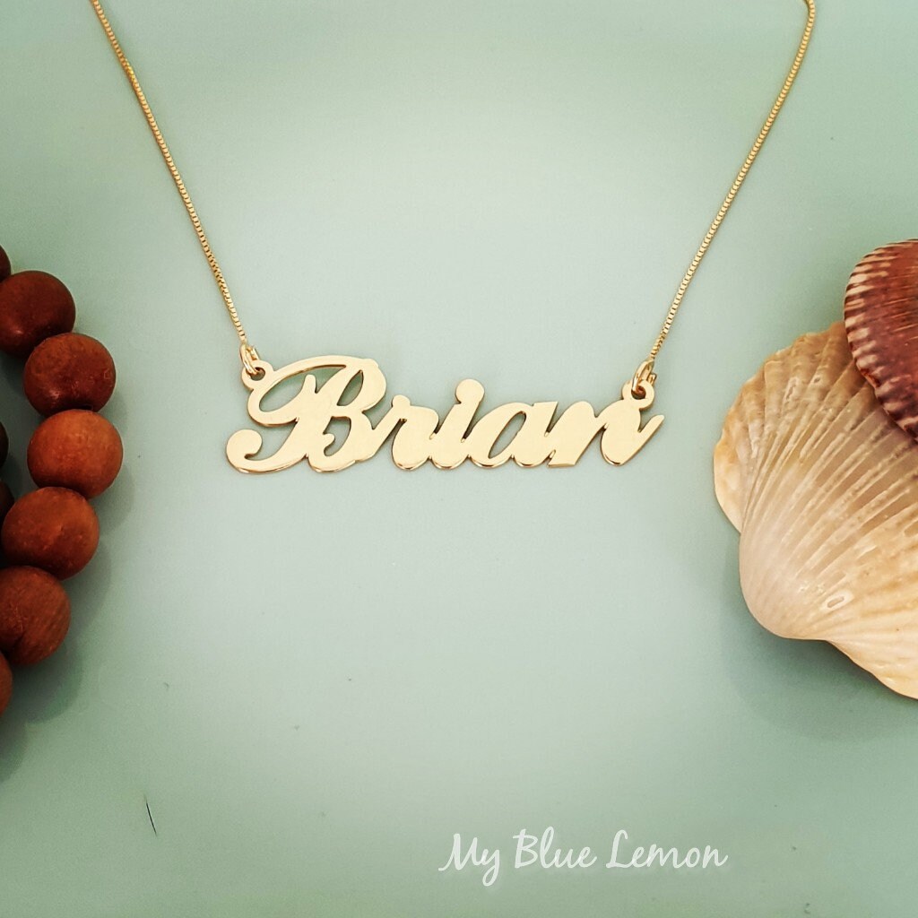 14 K Gold Brian Men's Large Name 
