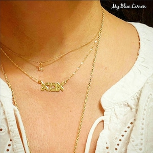 Hebrew Name Necklace Nameplate and Chain 14 karat Solid Gold