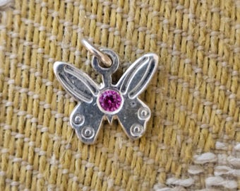 Necklace or Bracelet Charm with Birthstone - Sterling Silver or 14k Gold