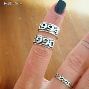 Sterling Silver Hand Made Ring Year Date Number Men&#39;s Women&#39;s Angel Number Lucky Number Ring