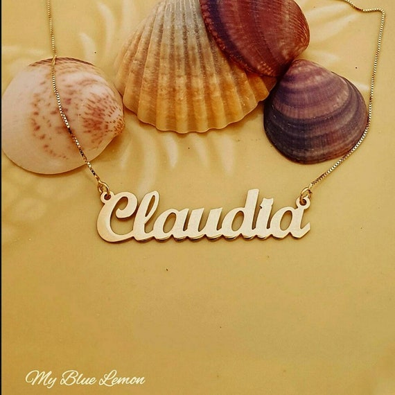Name Necklace 14K Solid Gold 14ct Pure Gold Personalized Necklace