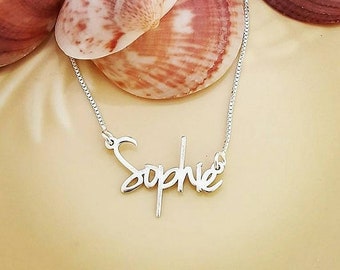 Silver Name Necklace Delicate Dainty Birthday Gift Special Sophie Style