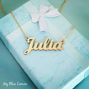 Julia Style Script Name Necklace in 18k gold plated
