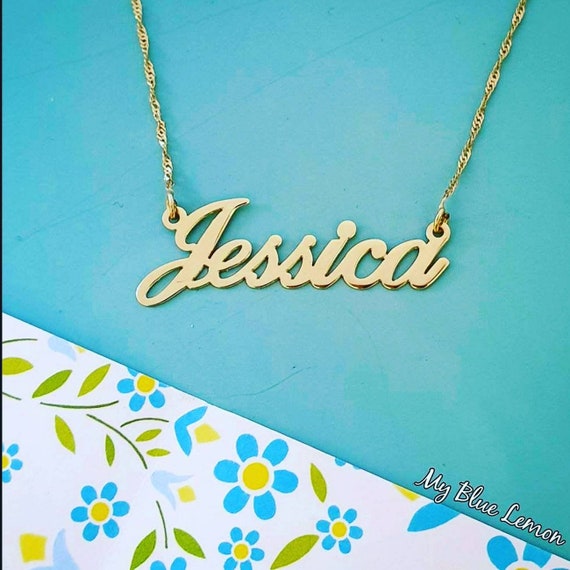 Name Necklace Personalized Real Solid Genuine 14k Gold Custom Made