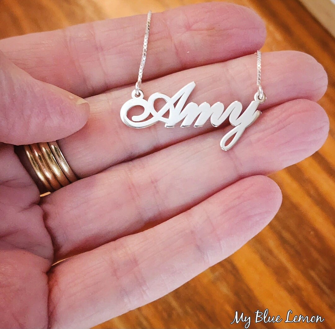 Name Necklace Classic Script Sterling Silver 925 Amy Style - Etsy