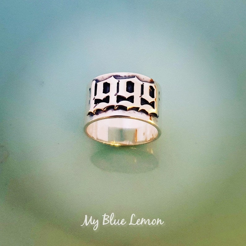 1985,Dad Ring Goth Style Men/'s Ring Number Ring Gift For Him Hand Made Man Ring 1999 Silver Old English 1980 Special Year Ring